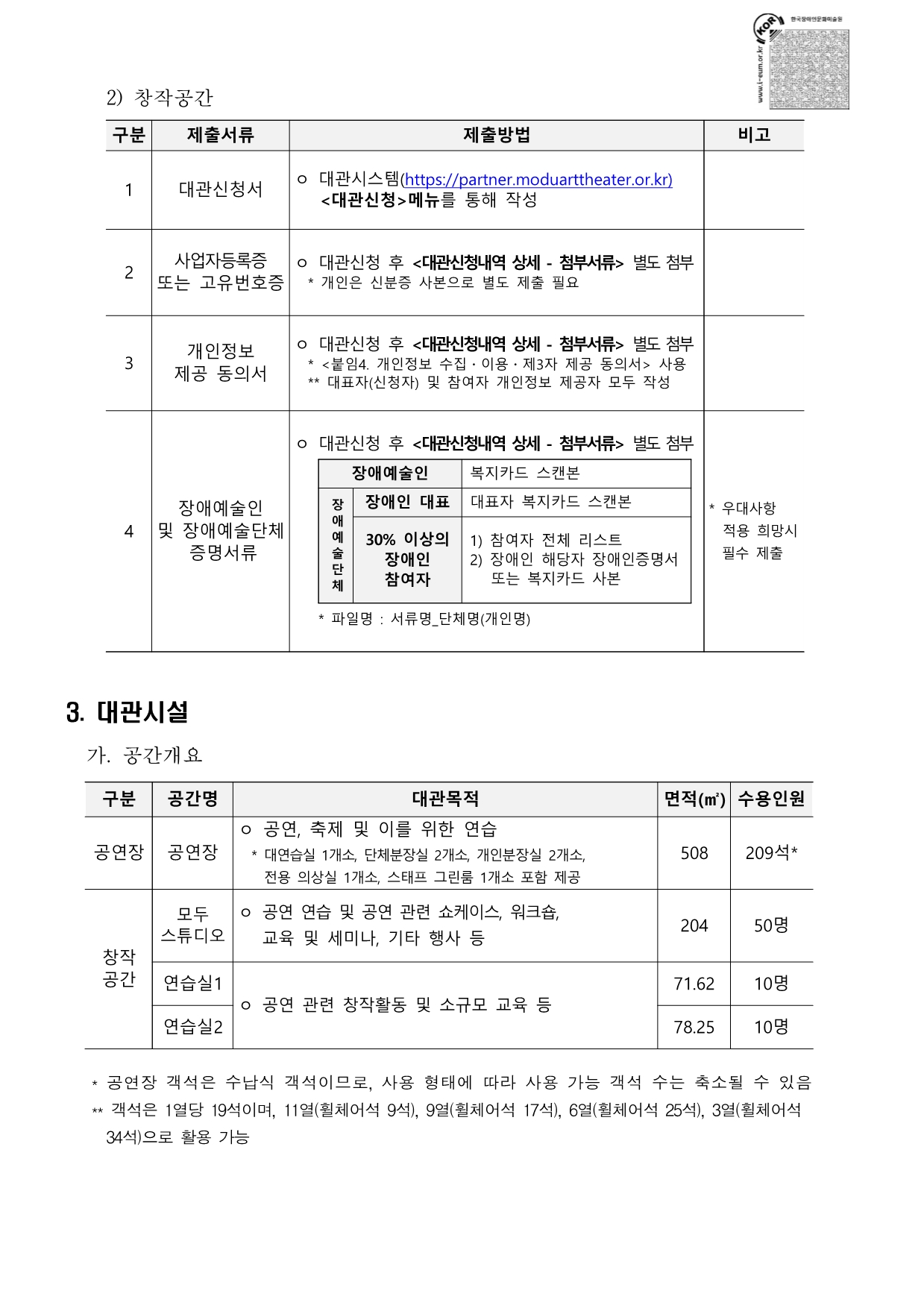 2026년 모두예술극장 상반기(2월~7월) 정기대관 공고문
